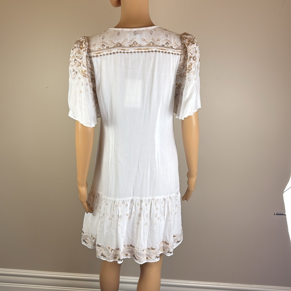 Hale Bob  Ariana Ivory Embroidered V-Neck Mini Dress NWT - Picture 8 of 10